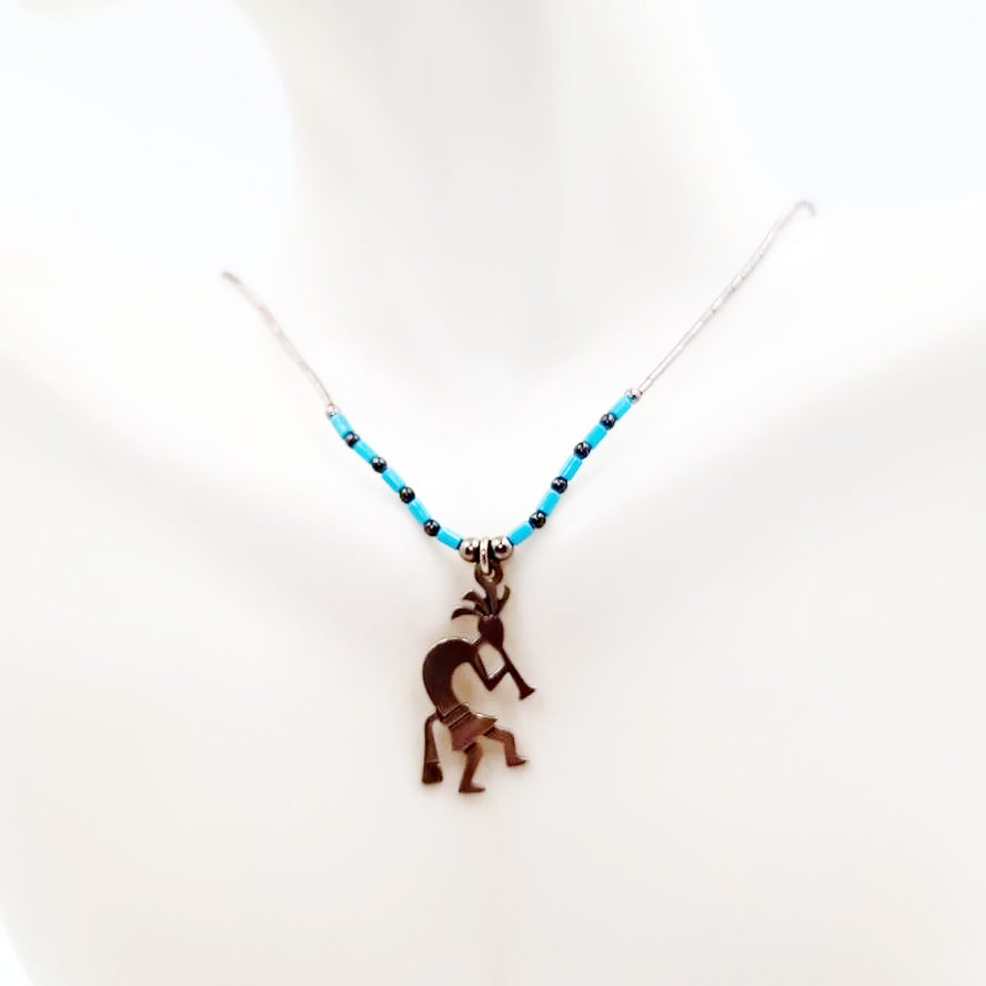 Turquoise Kokopelli Necklace & Earring Jewelry Set Sterling Silver - Elevated Metaphysical