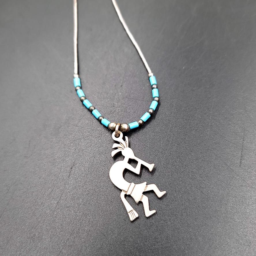 Turquoise Kokopelli Necklace & Earring Jewelry Set Sterling Silver - Elevated Metaphysical