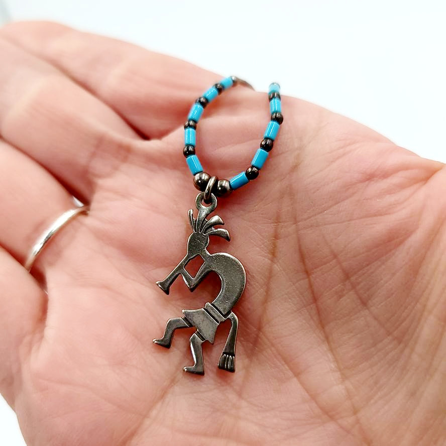 Turquoise Kokopelli Necklace & Earring Jewelry Set Sterling Silver - Elevated Metaphysical