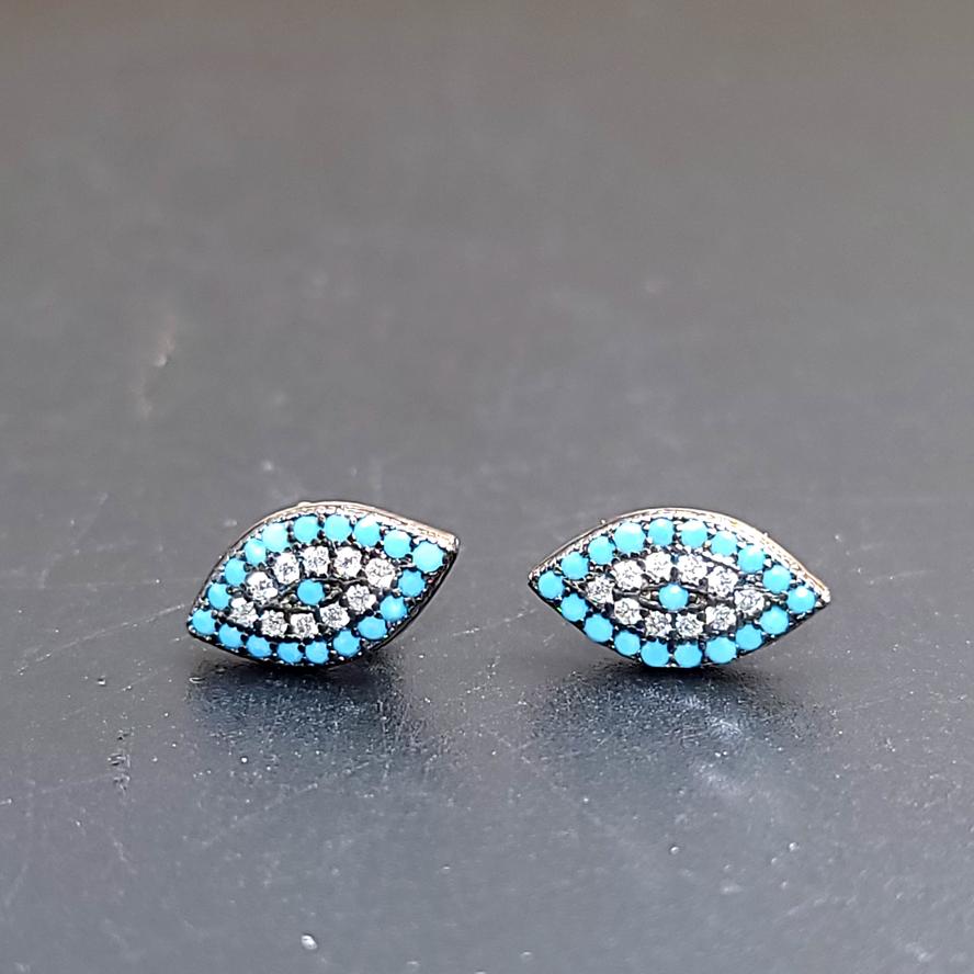 Turquoise Evil Eye Earrings Sterling Silver - Elevated Metaphysical