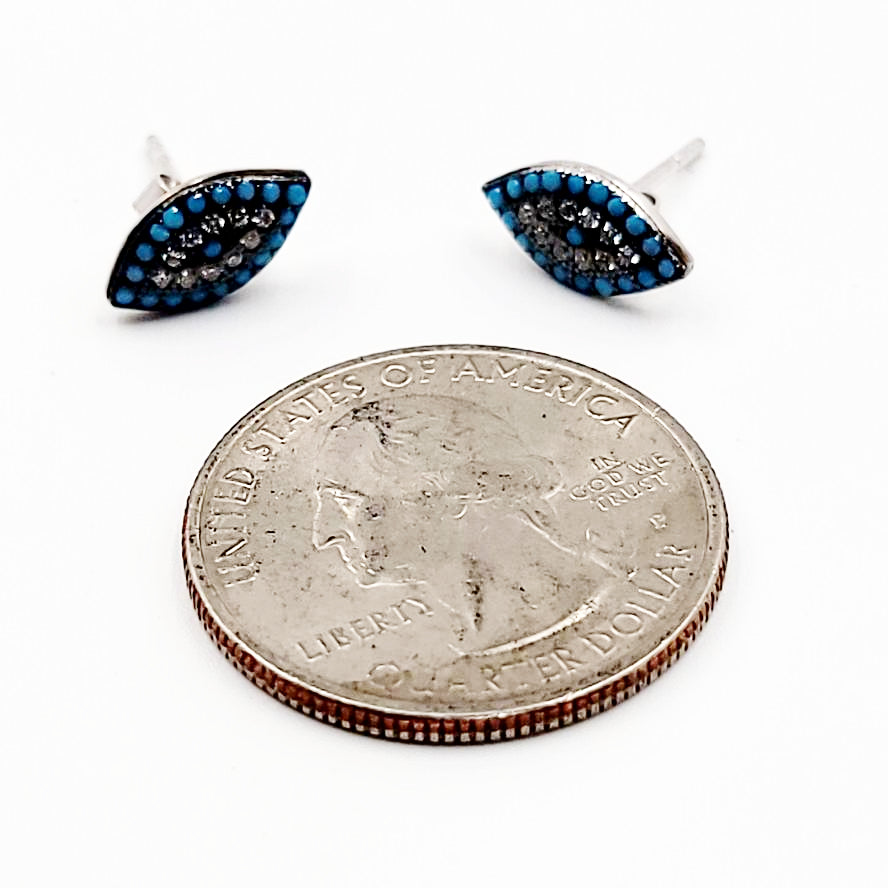 Turquoise Evil Eye Earrings Sterling Silver - Elevated Metaphysical