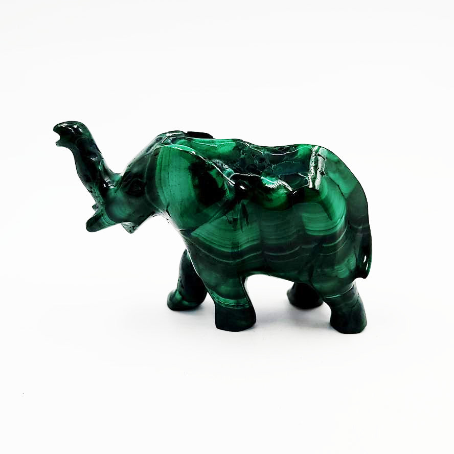Malachite Elephant 3.5" 88mm - Elevated Metaphysical