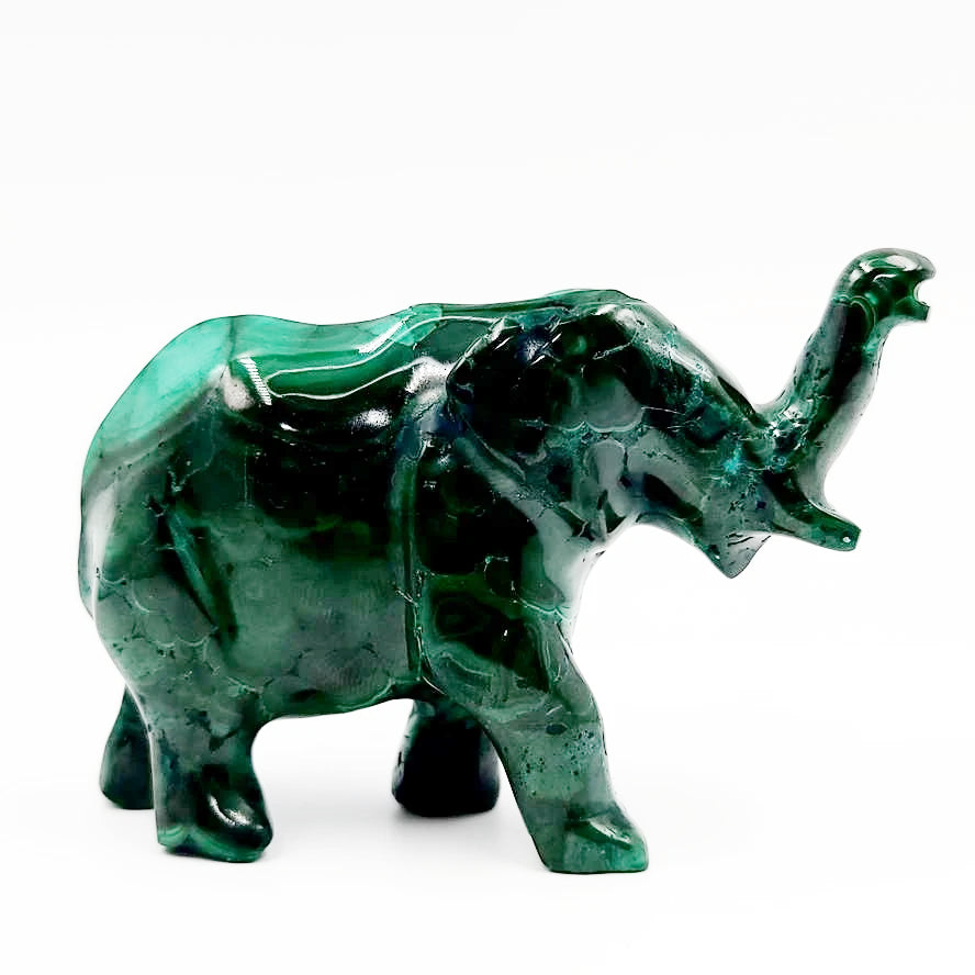 Malachite Elephant 3.5" 88mm - Elevated Metaphysical