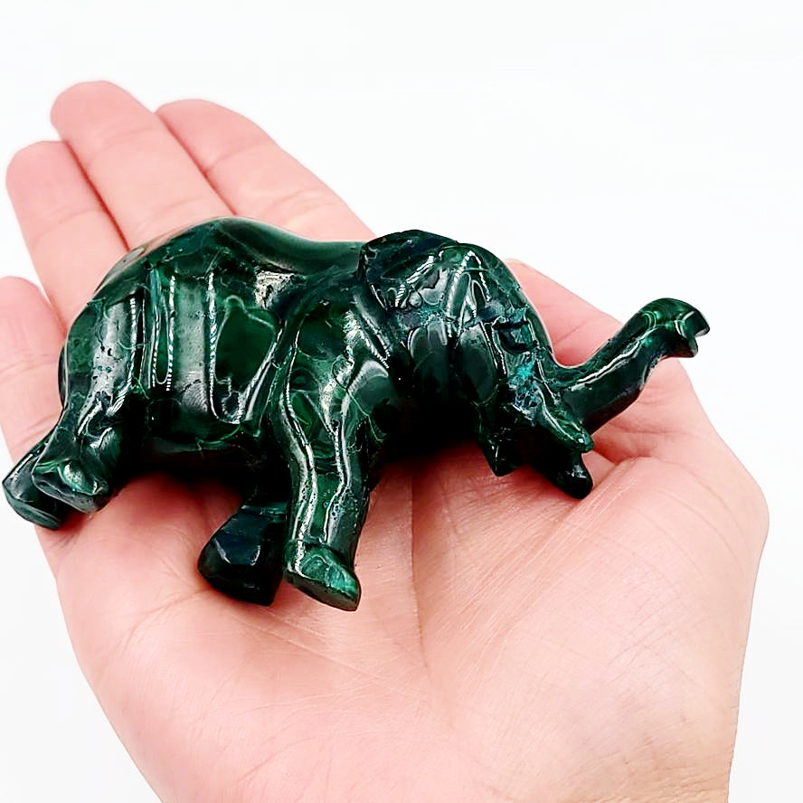 Malachite Elephant 3.5" 88mm - Elevated Metaphysical
