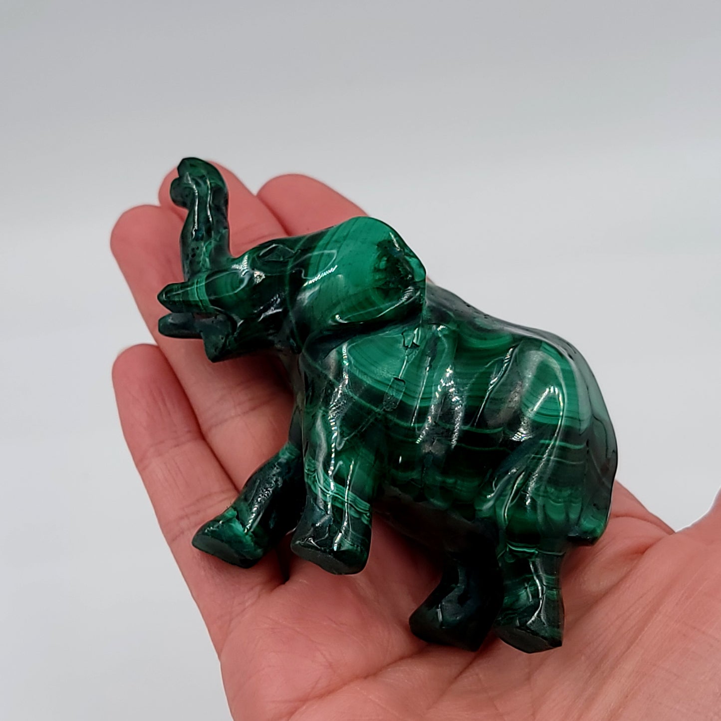 Malachite Elephant 3.5" 88mm