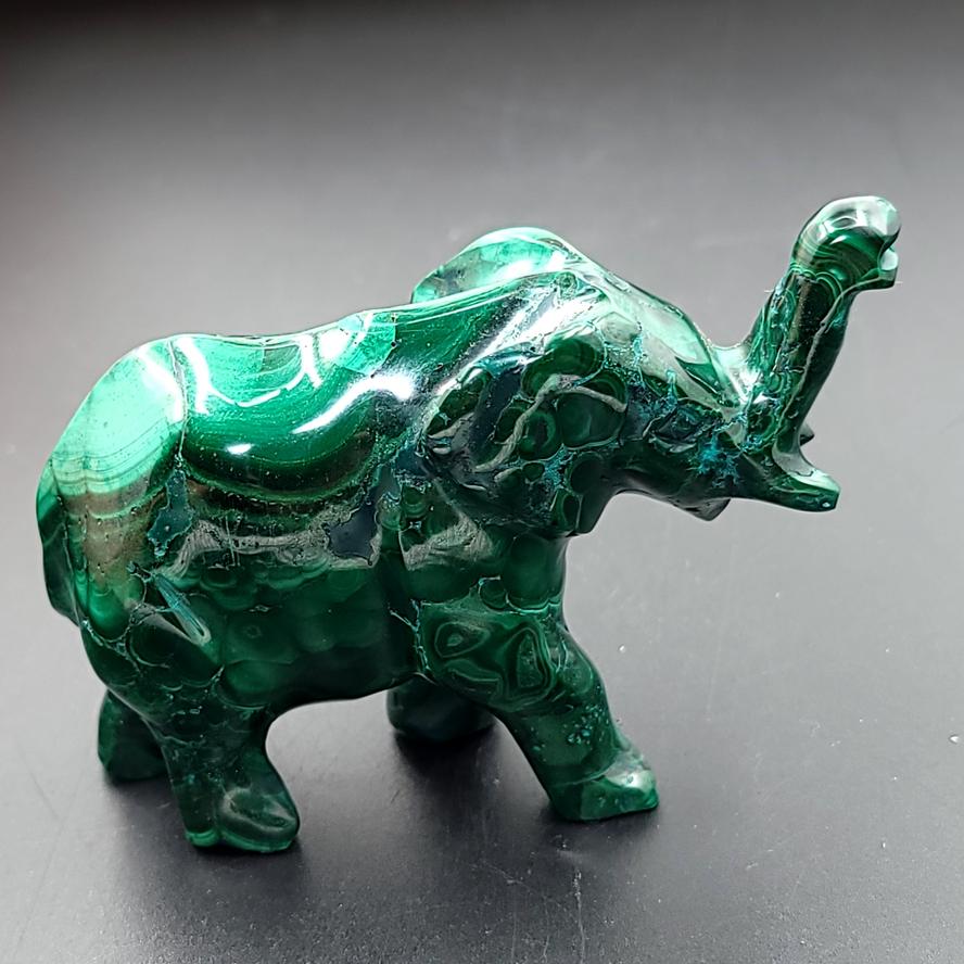 Malachite Elephant 3.5" 88mm - Elevated Metaphysical
