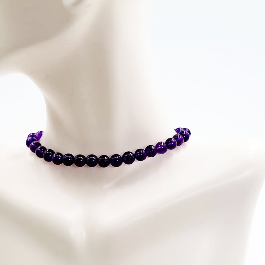 Amethyst Bead Bracelet 6mm - Elevated Metaphysical