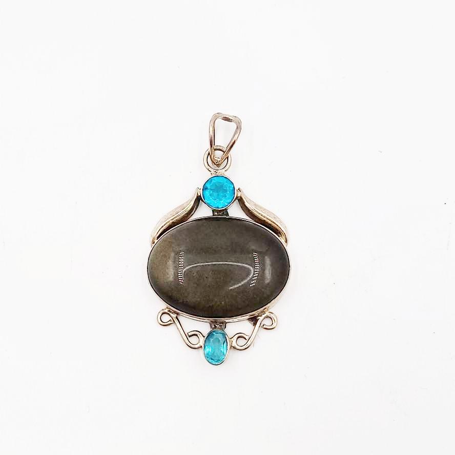 Gold Sheen Obsidian Pendant Sterling Silver - Elevated Metaphysical