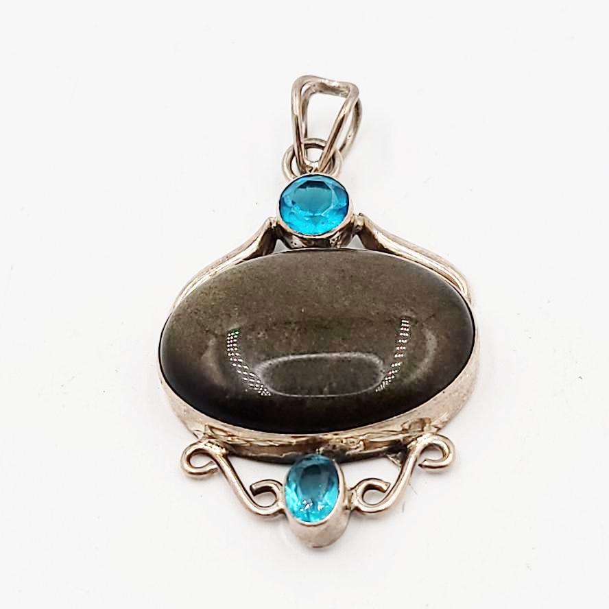 Gold Sheen Obsidian Pendant Sterling Silver - Elevated Metaphysical
