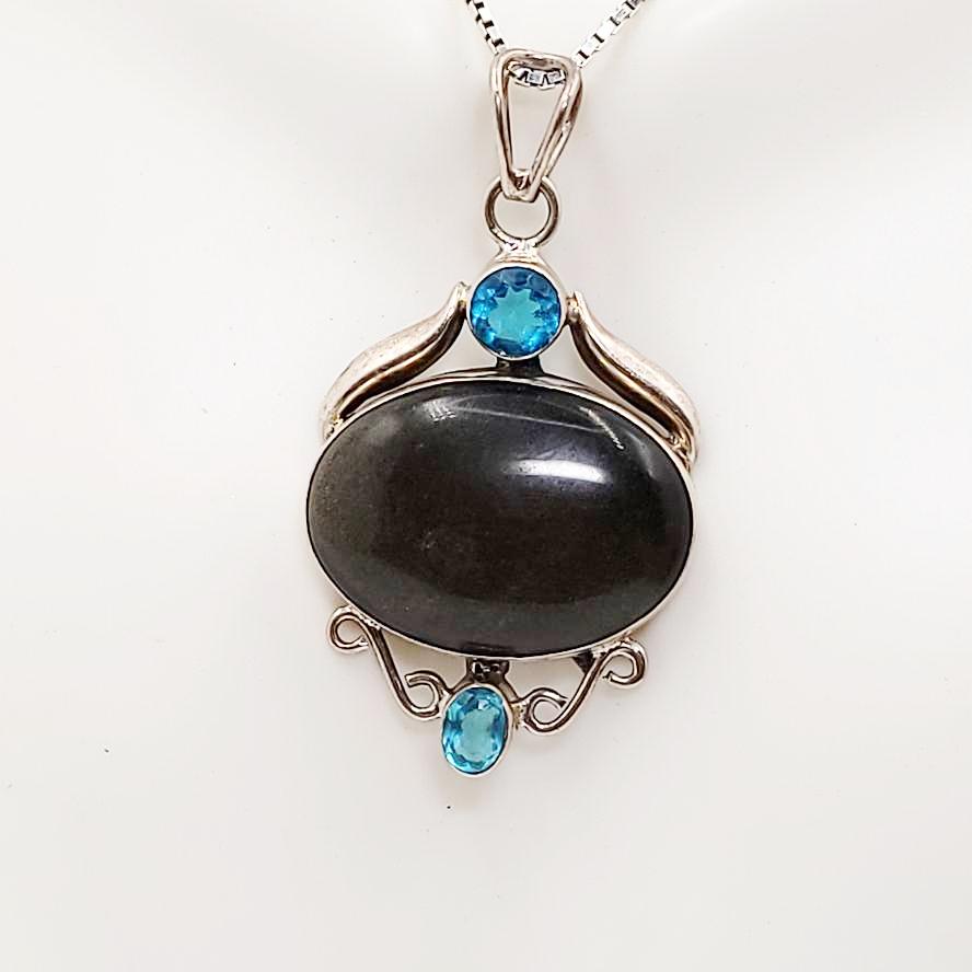 Gold Sheen Obsidian Pendant Sterling Silver - Elevated Metaphysical