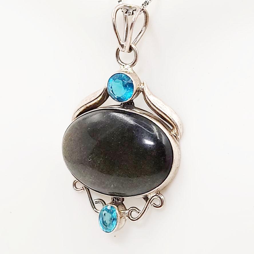 Gold Sheen Obsidian Pendant Sterling Silver - Elevated Metaphysical