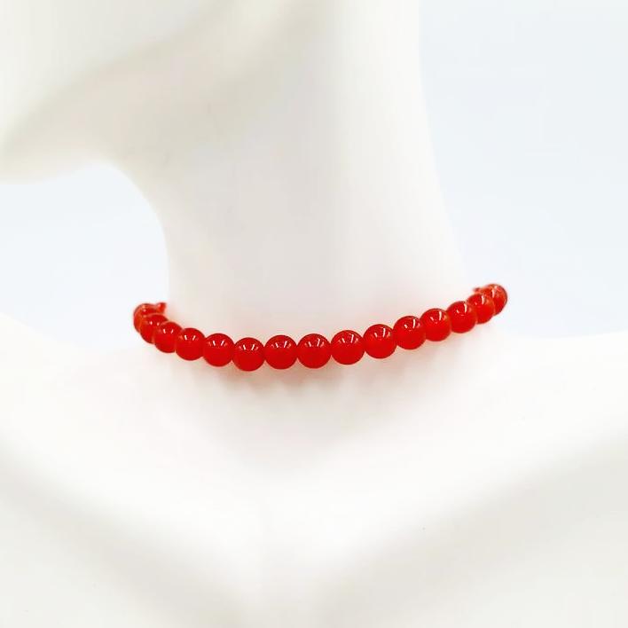 Carnelian Bead Bracelet 6mm