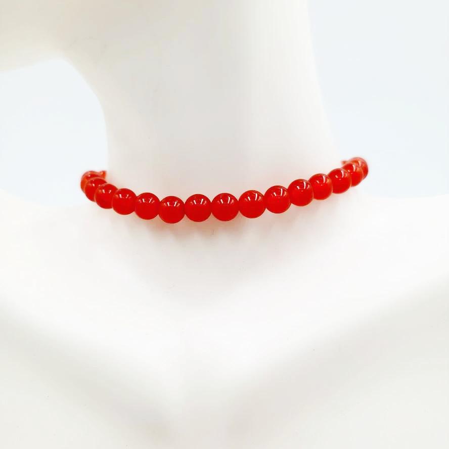 Carnelian Bead Bracelet 6mm
