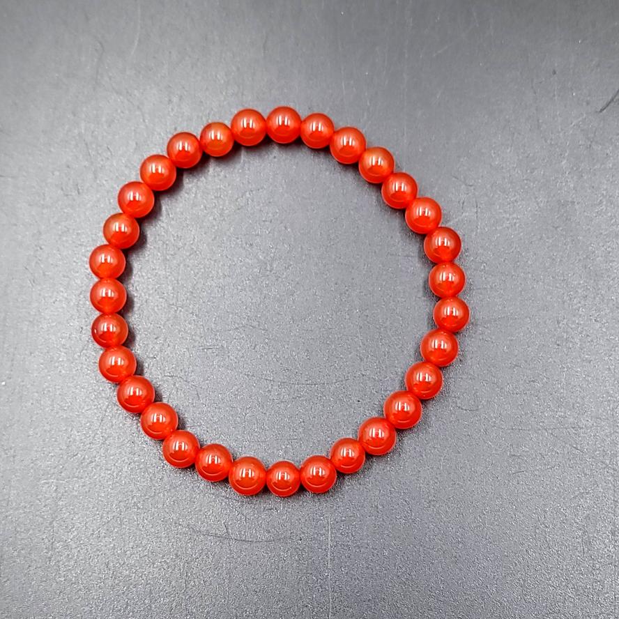 Carnelian Bead Bracelet 6mm