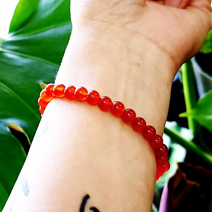 Carnelian Bead Bracelet 6mm