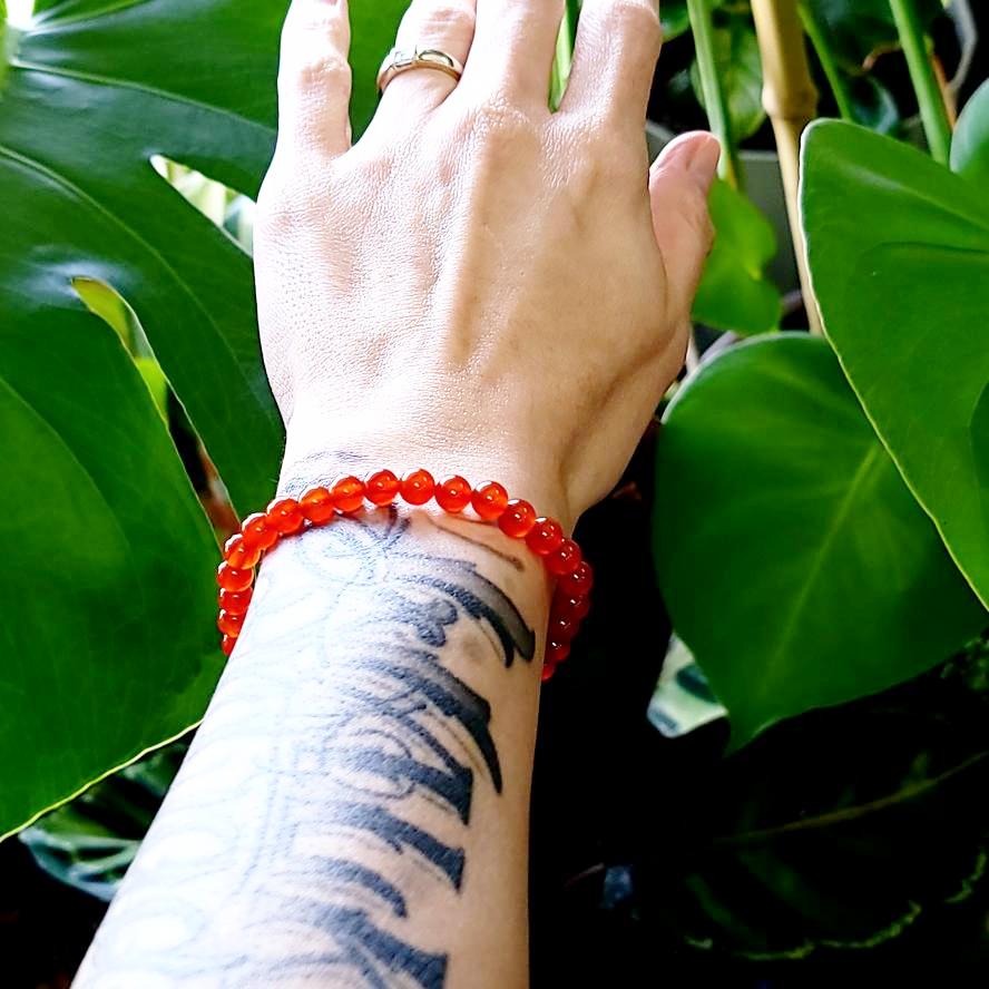 Carnelian Bead Bracelet 6mm