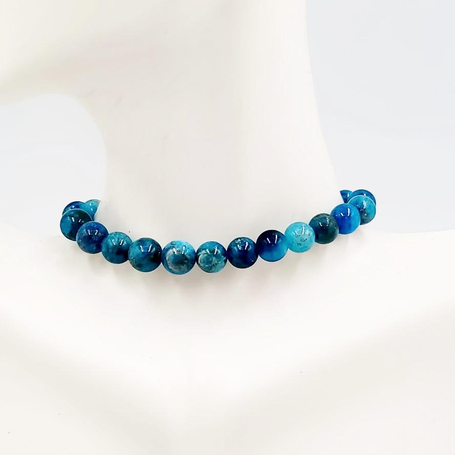 Blue Apatite Bead Bracelet 8mm - Elevated Metaphysical