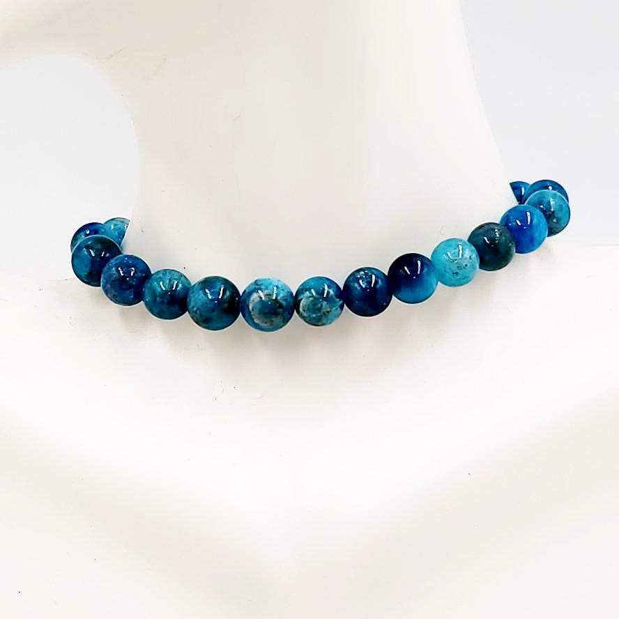 Blue Apatite Bead Bracelet 8mm - Elevated Metaphysical