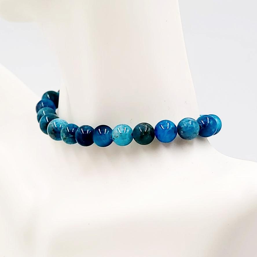 Blue Apatite Bead Bracelet 8mm - Elevated Metaphysical