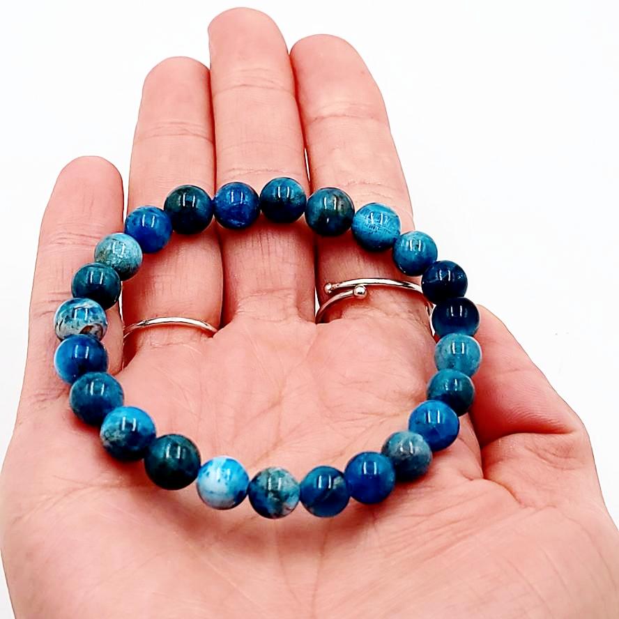 Blue Apatite Bead Bracelet 8mm - Elevated Metaphysical