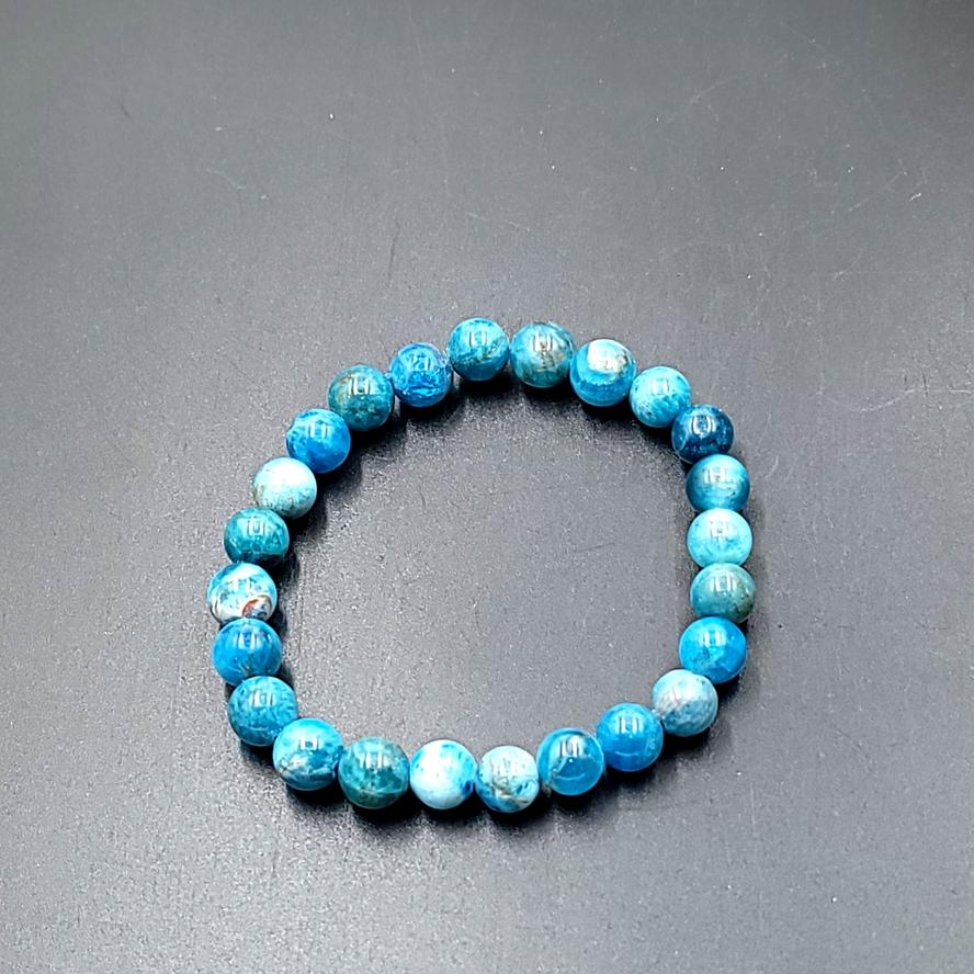 Blue Apatite Bead Bracelet 8mm - Elevated Metaphysical