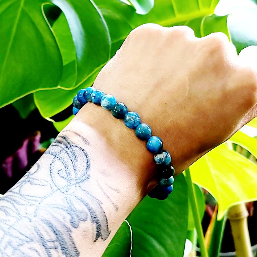 Blue Apatite Bead Bracelet 8mm - Elevated Metaphysical