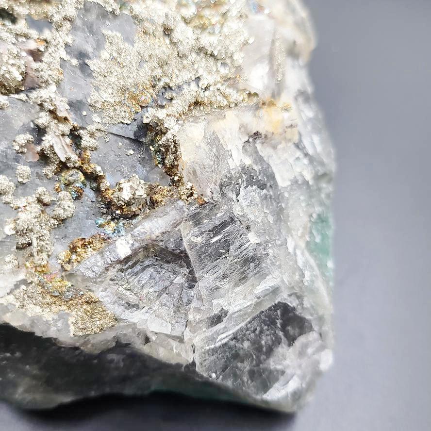 Fluorite & Pyrite Specimen Museum Quality Cubic Crystal Stone - Elevated Metaphysical