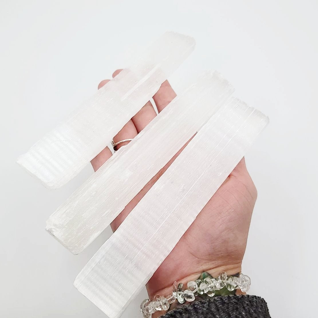 Selenite Plate Stick Rough 5.5" 14cm 100-200g - Elevated Metaphysical