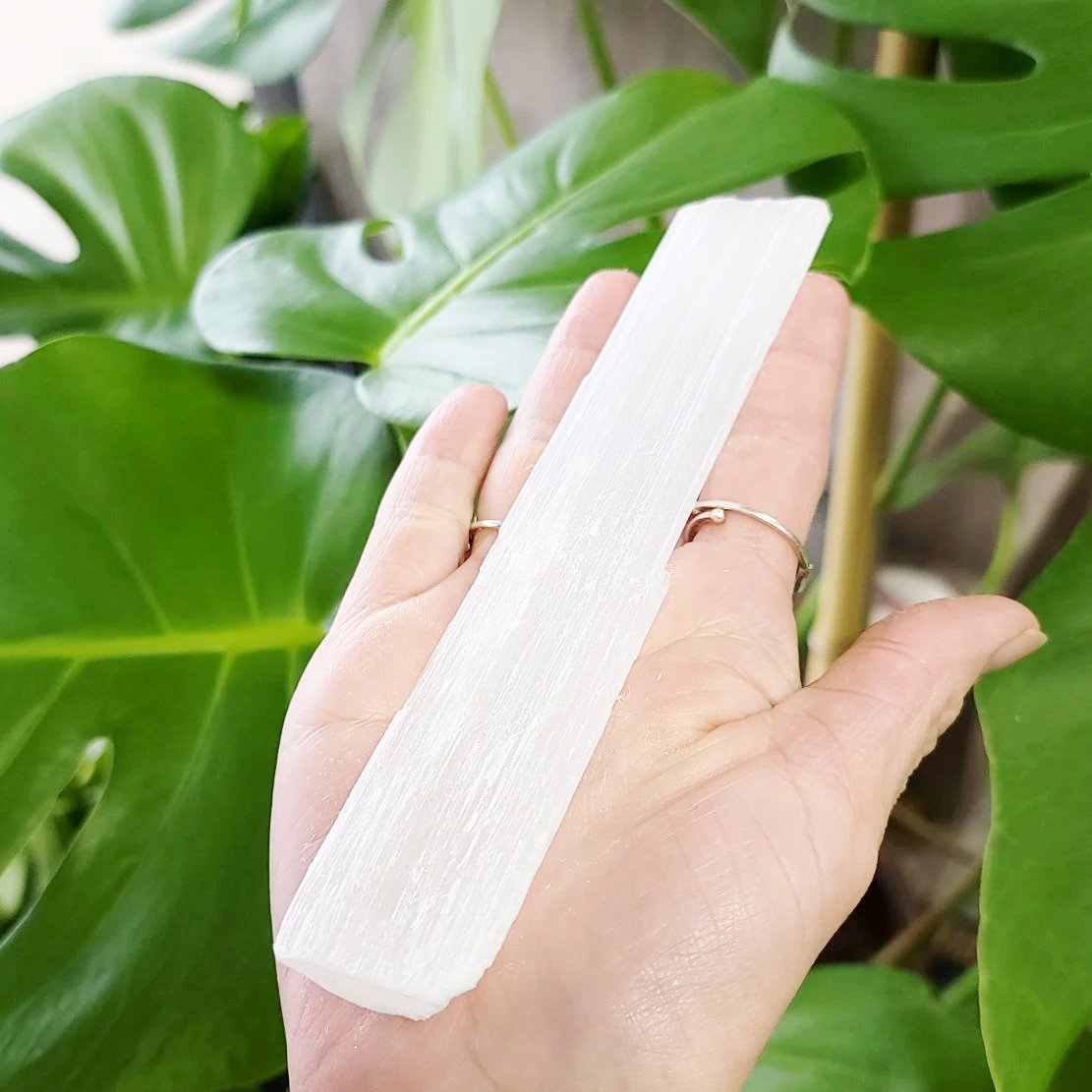 Selenite Plate Stick Rough 5.5" 14cm 100-200g - Elevated Metaphysical