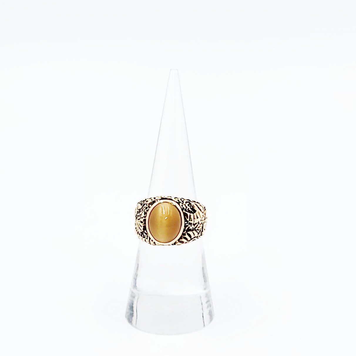 Chrysoberyl Cats Eye Ring 14kt Gold Leaf Nugget Ring - Elevated Metaphysical