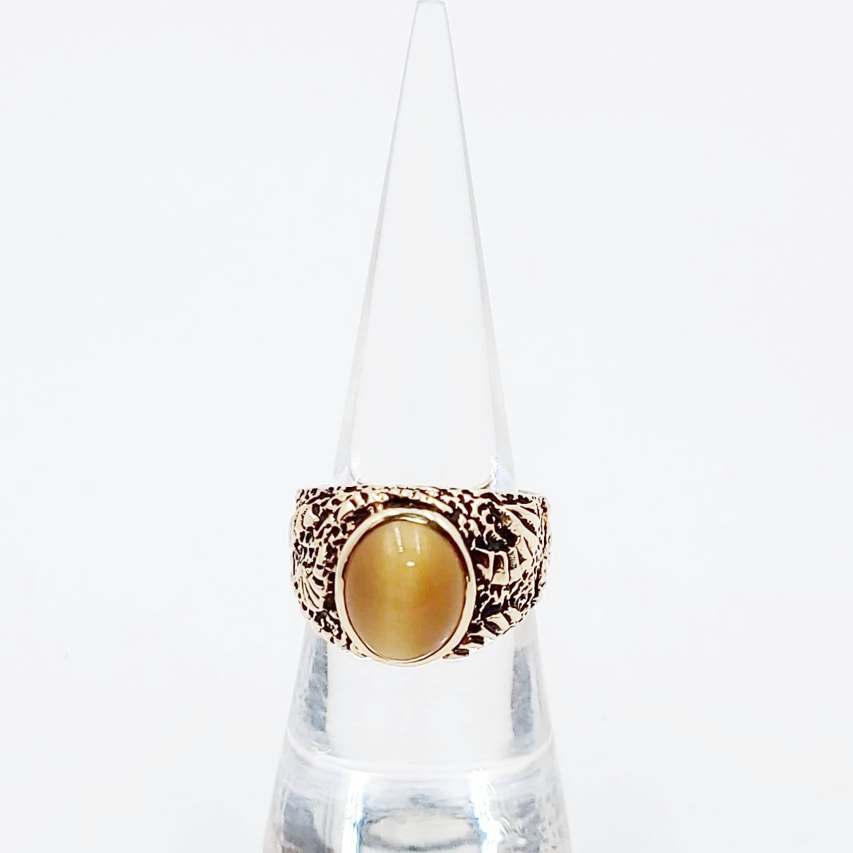 Chrysoberyl Cats Eye Ring 14kt Gold Leaf Nugget Ring - Elevated Metaphysical