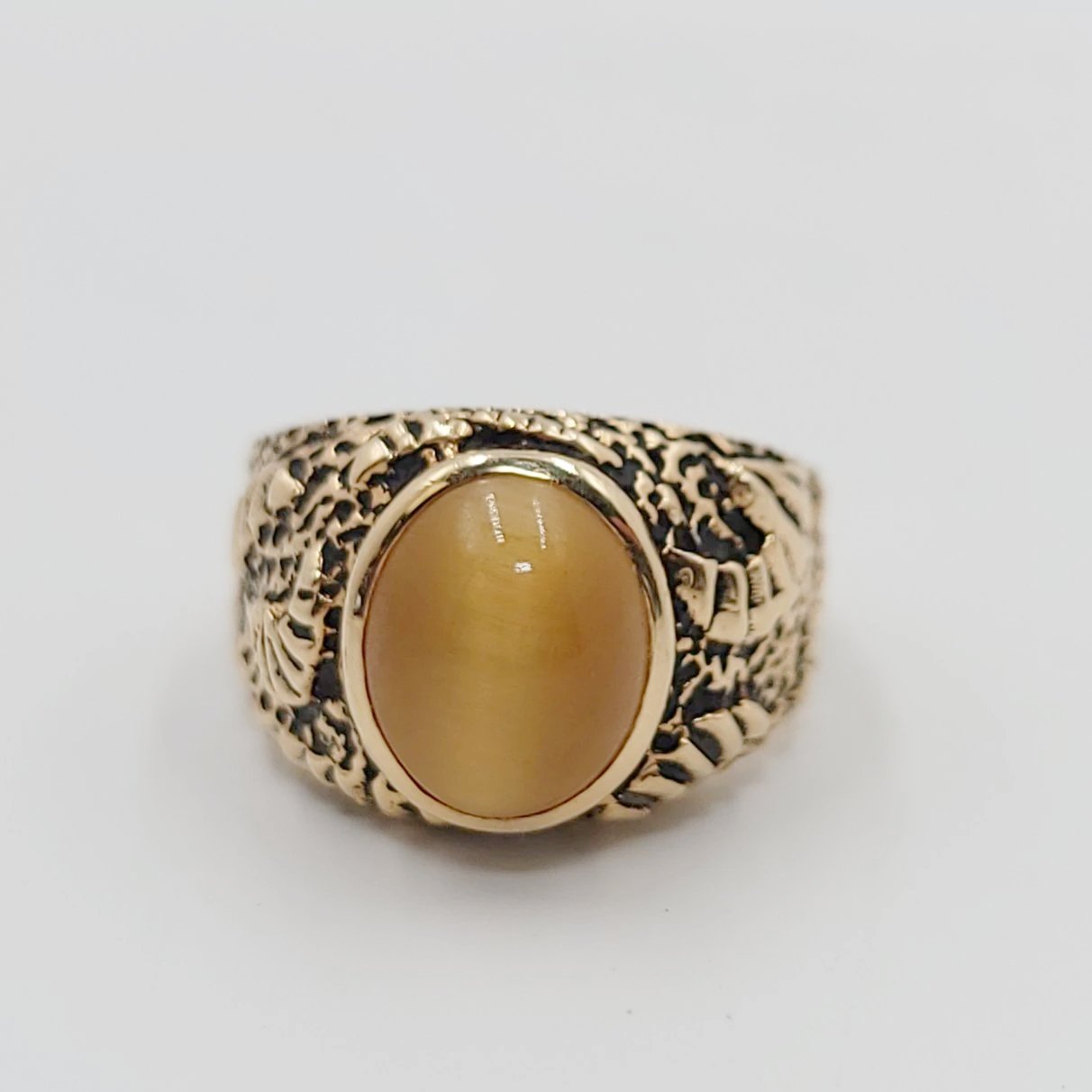 Chrysoberyl Cats Eye Ring 14kt Gold Leaf Nugget Ring - Elevated Metaphysical