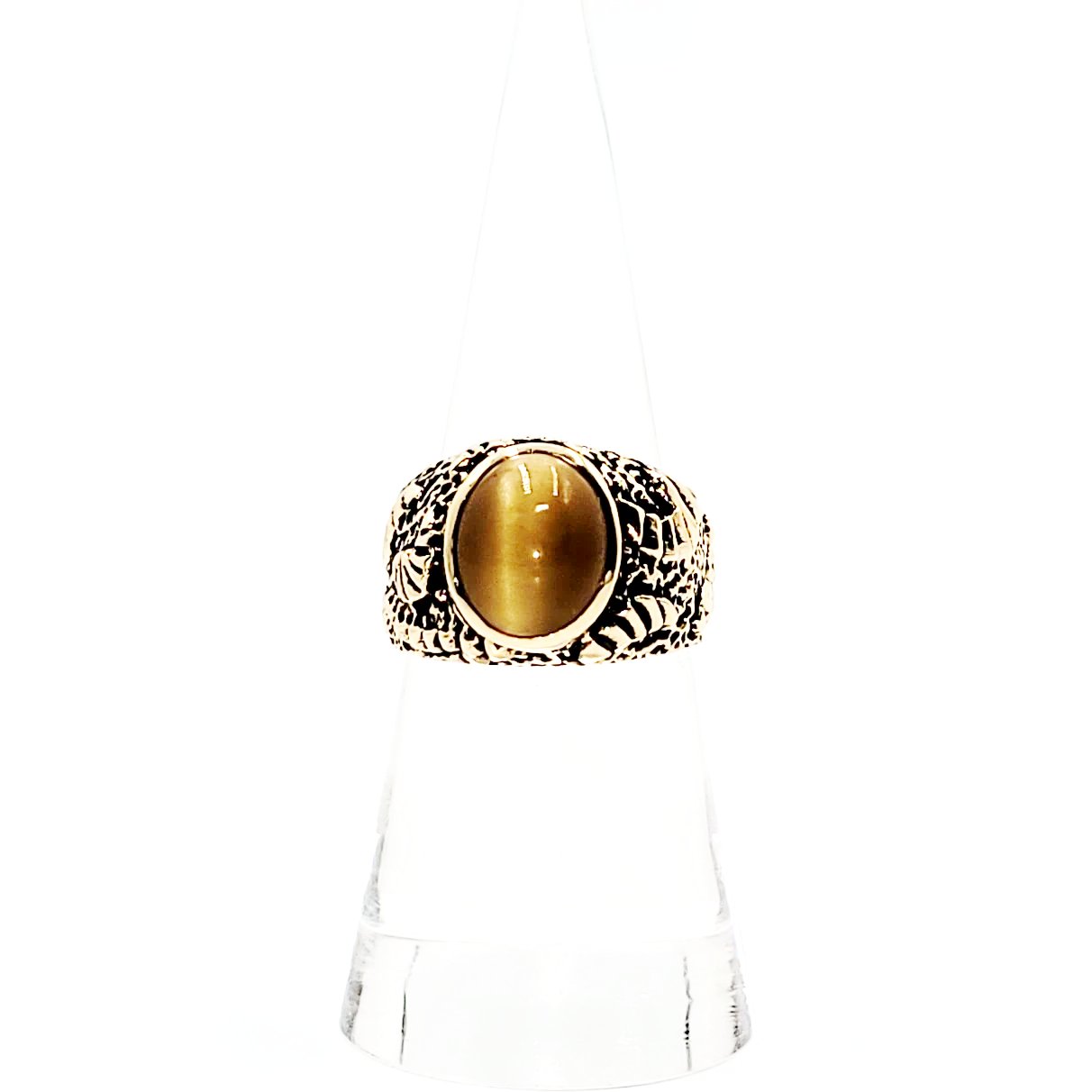 Chrysoberyl Cats Eye Ring 14kt Gold Leaf Nugget Ring - Elevated Metaphysical