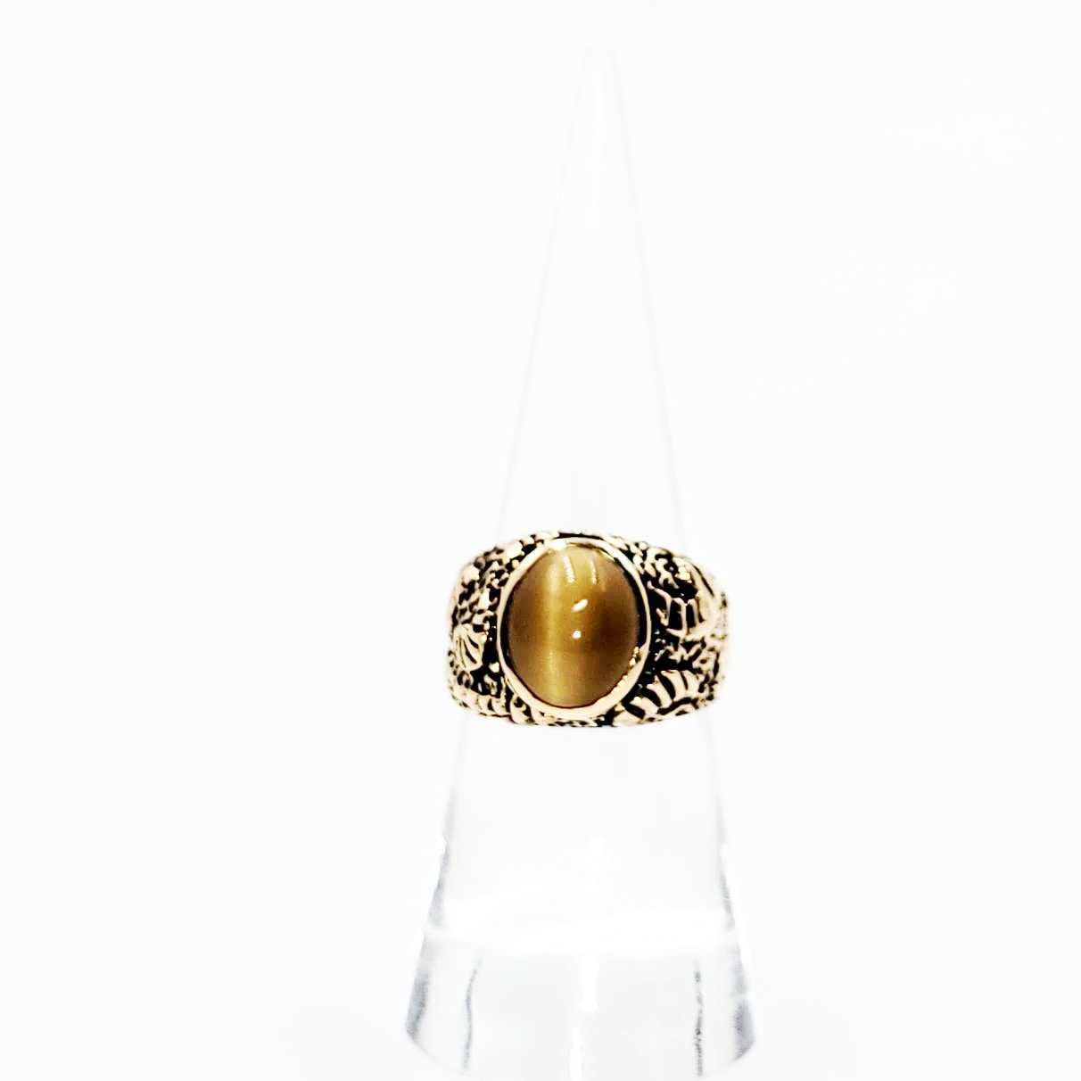 Chrysoberyl Cats Eye Ring 14kt Gold Leaf Nugget Ring - Elevated Metaphysical