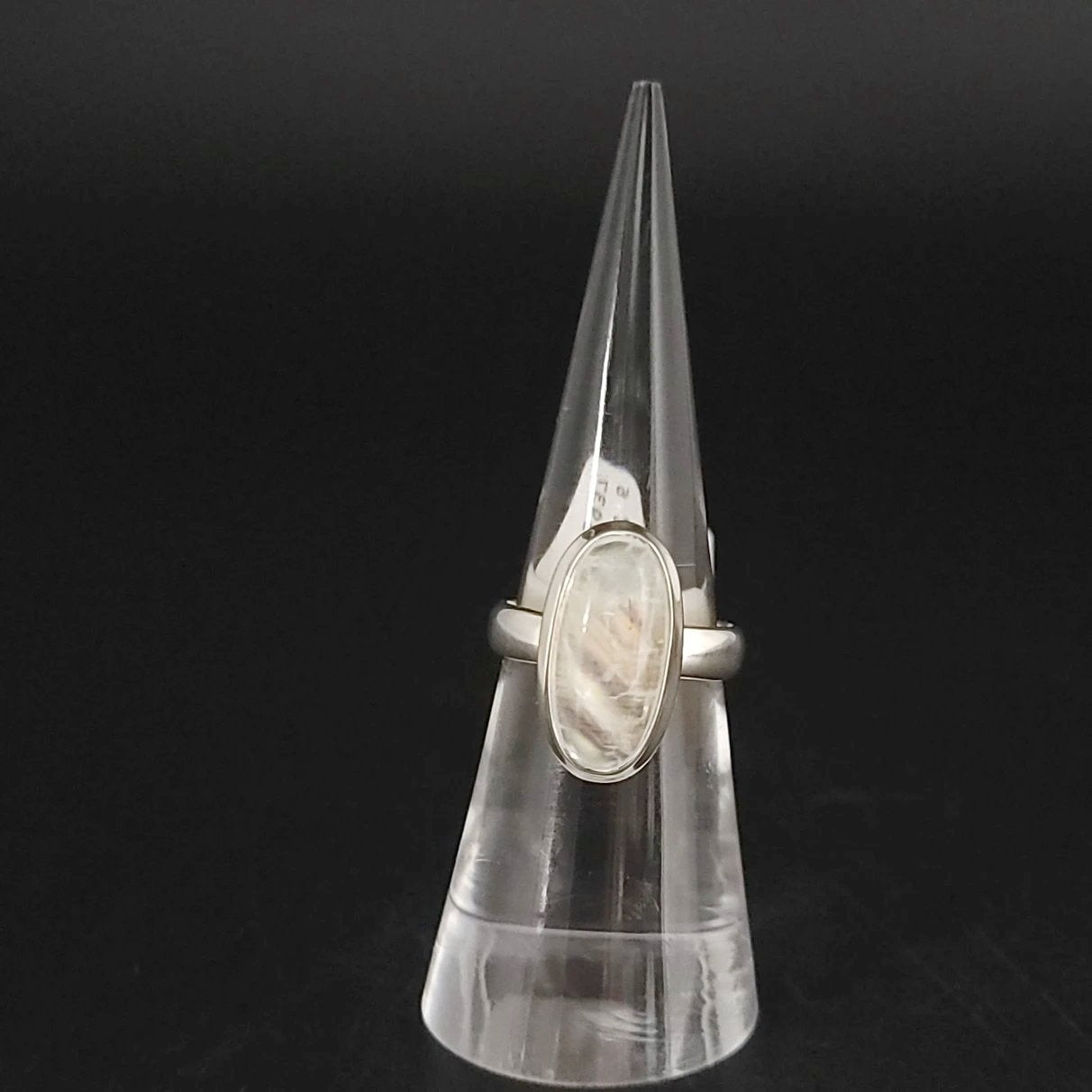 Rainbow Moonstone Ring Sterling Silver Green Orange Blue Flash - Elevated Metaphysical