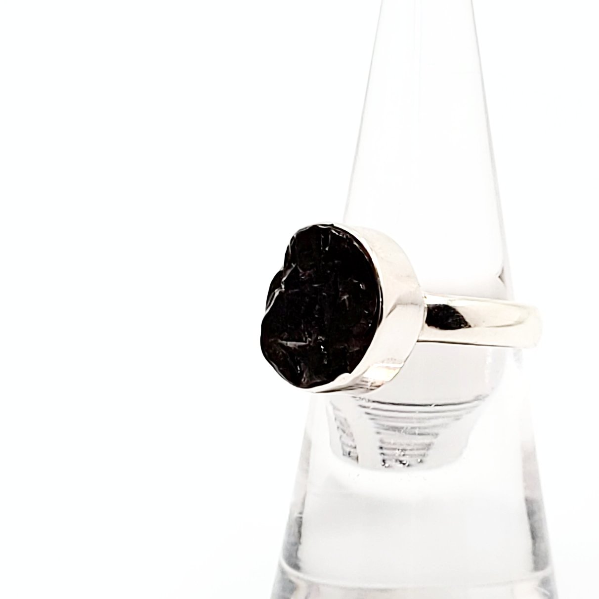 Shungite Ring Sterling Silver Rough Stone - Elevated Metaphysical