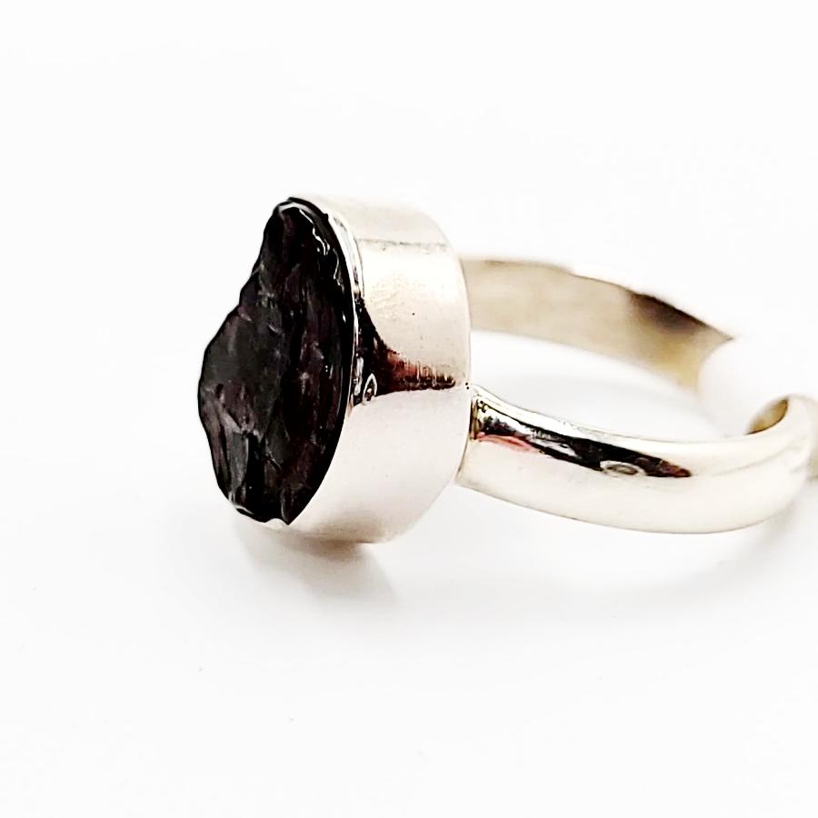 Shungite Ring Sterling Silver Rough Stone - Elevated Metaphysical