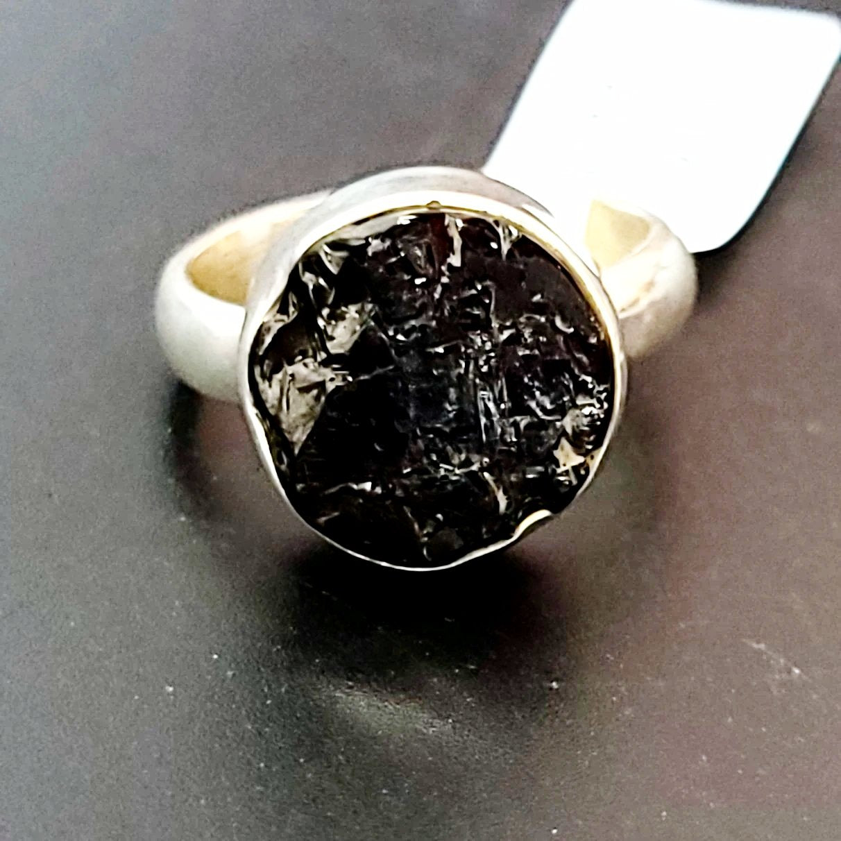 Shungite Ring Sterling Silver Rough Stone - Elevated Metaphysical