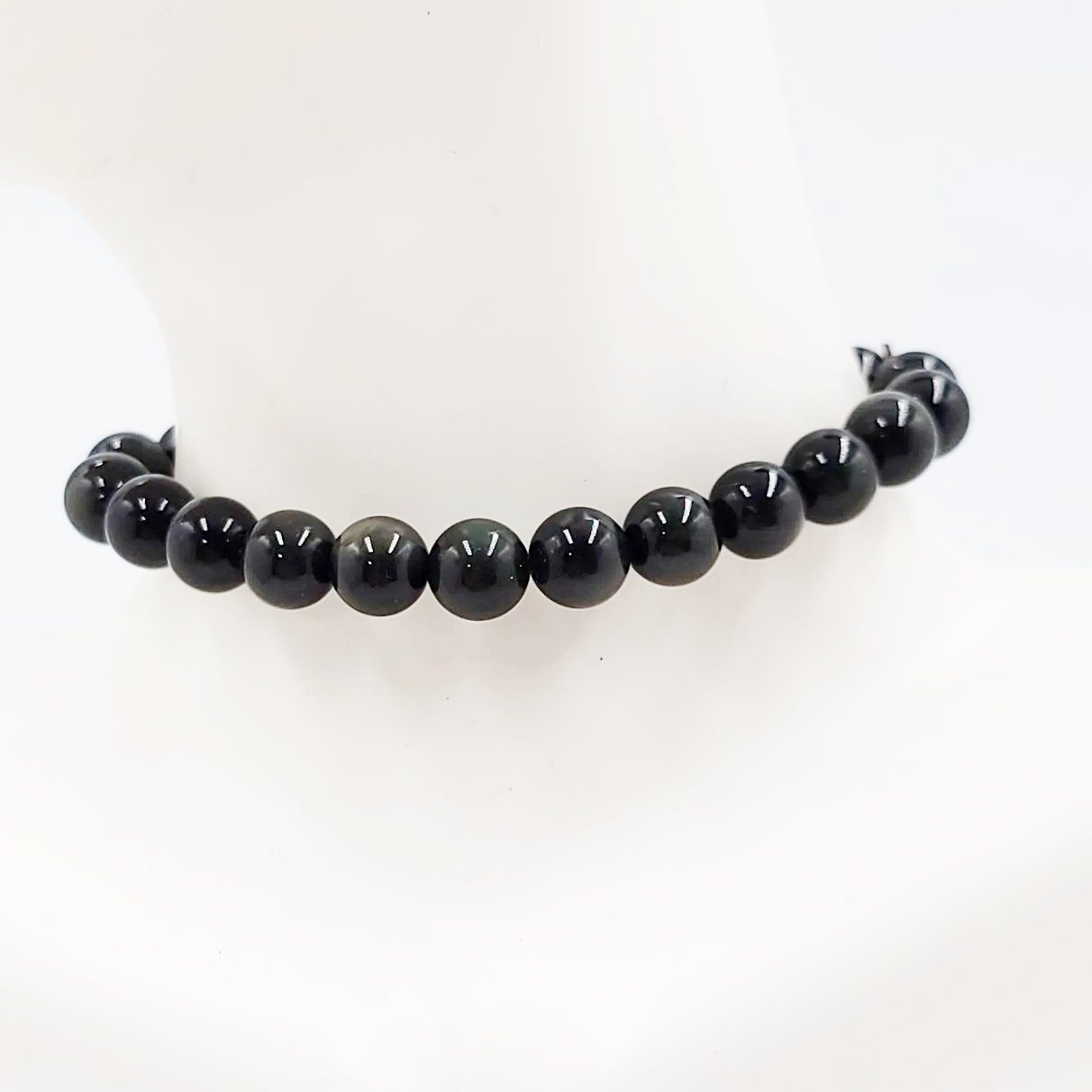 Black Obsidian Bead Bracelet 8mm