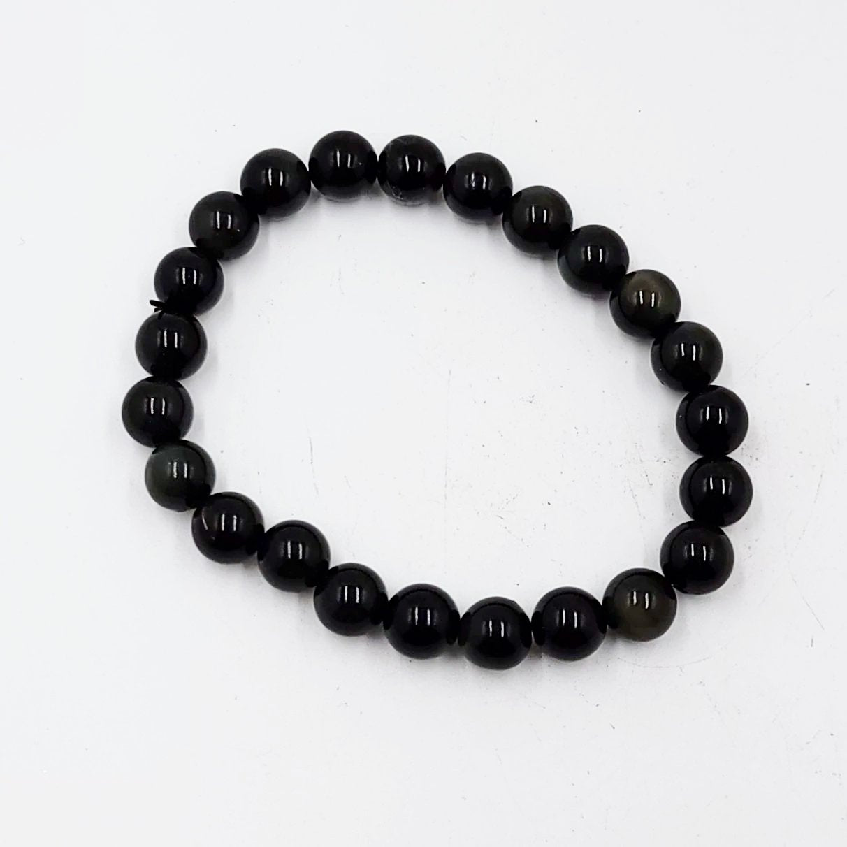 Black Obsidian Bead Bracelet 8mm
