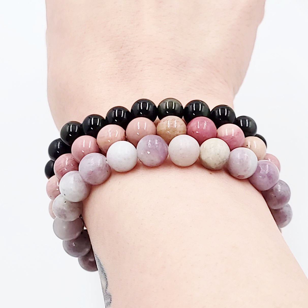 Black Obsidian Bead Bracelet 8mm