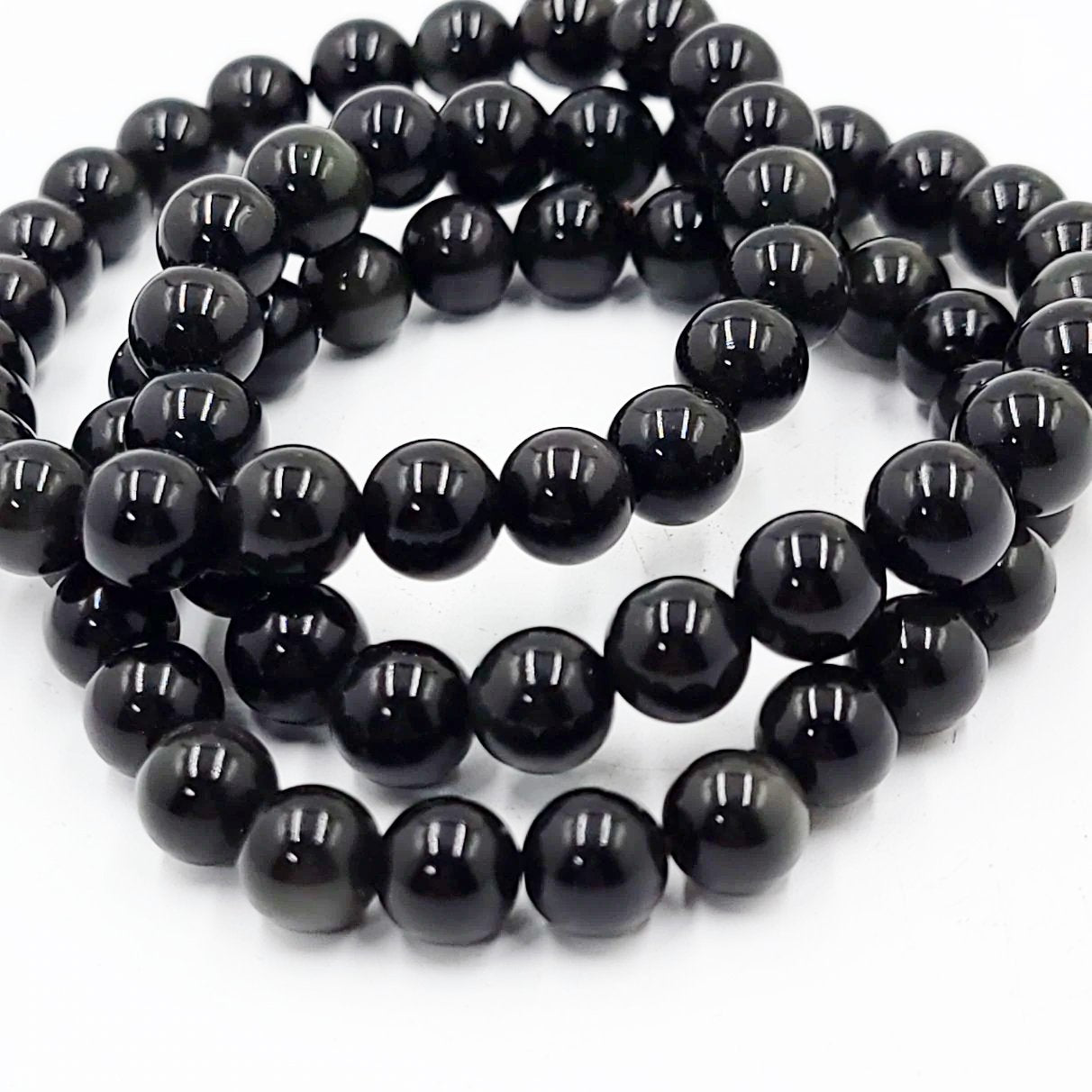 Black Obsidian Bead Bracelet 8mm