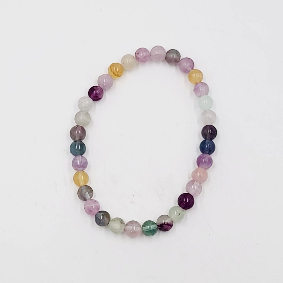 Rainbow Fluorite Bead Bracelet 6mm - Elevated Metaphysical