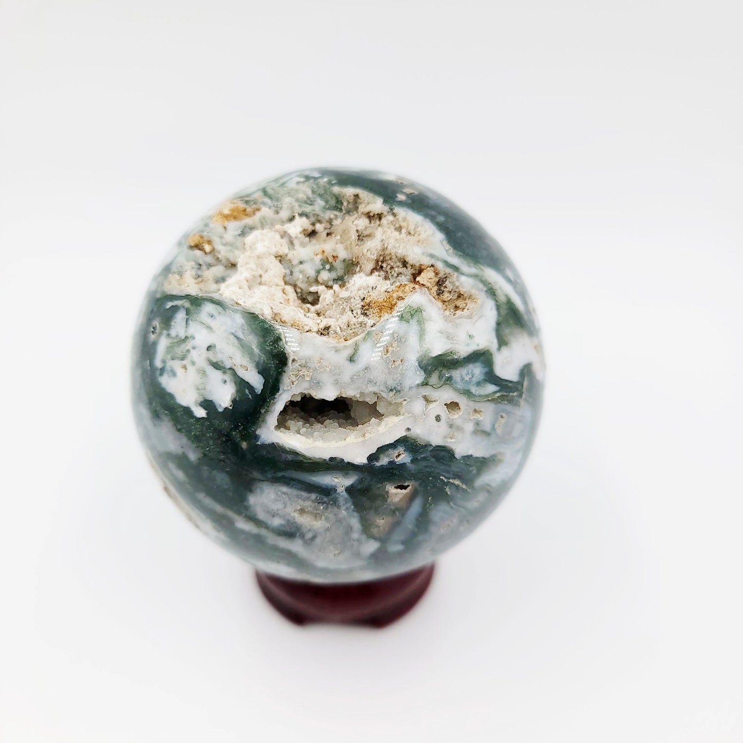 Moss Agate Sphere 3" 75mm 19.2oz 545g