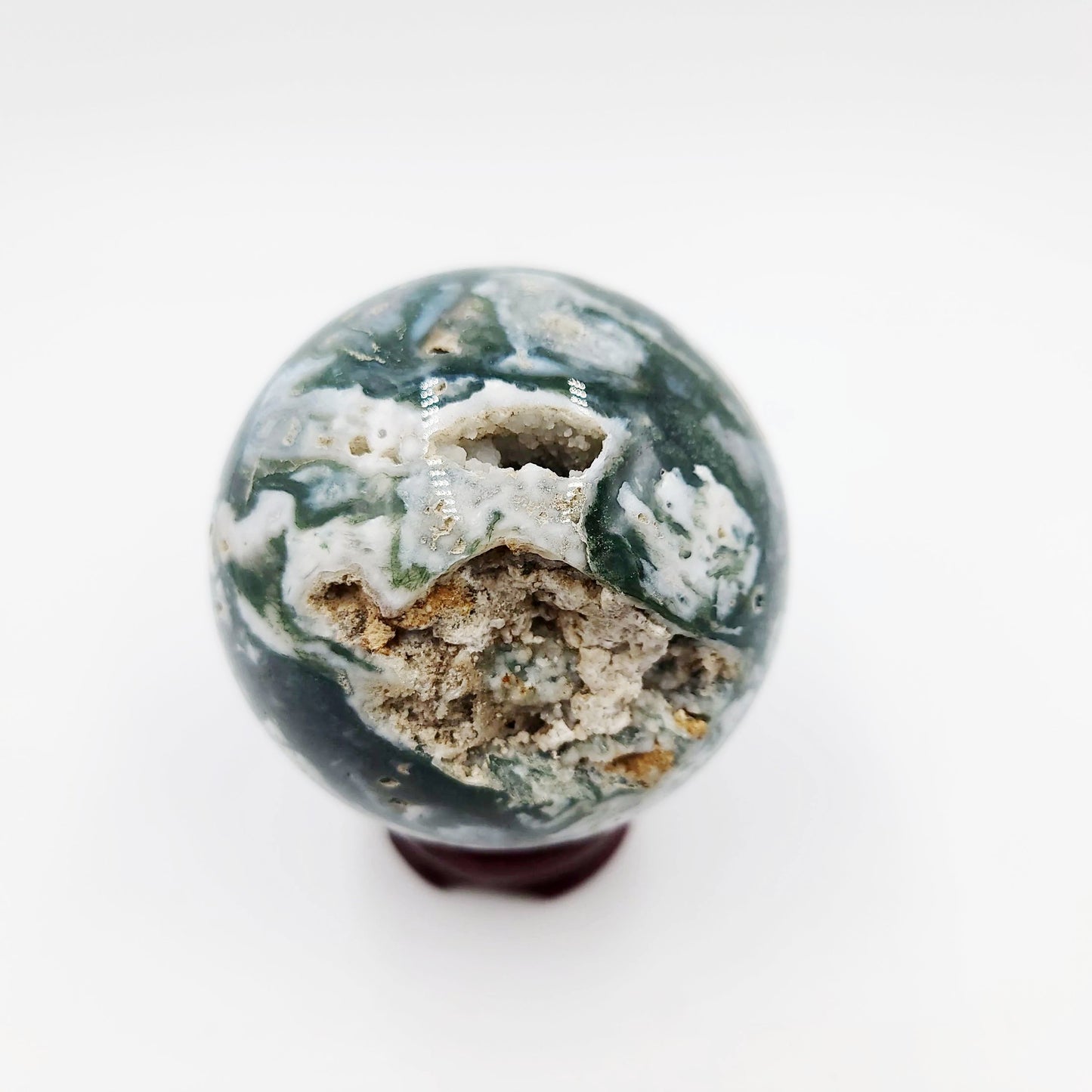 Moss Agate Sphere 3" 75mm 19.2oz 545g