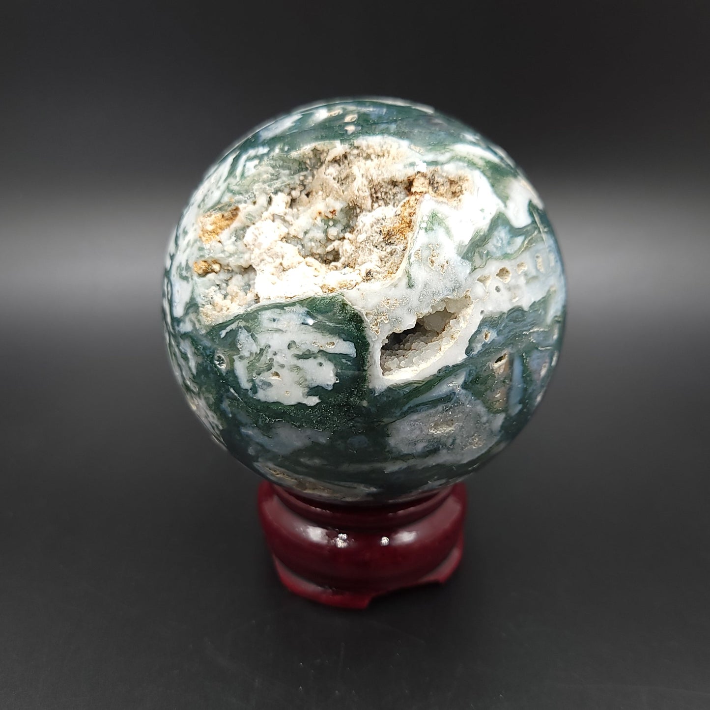Moss Agate Sphere 3" 75mm 19.2oz 545g