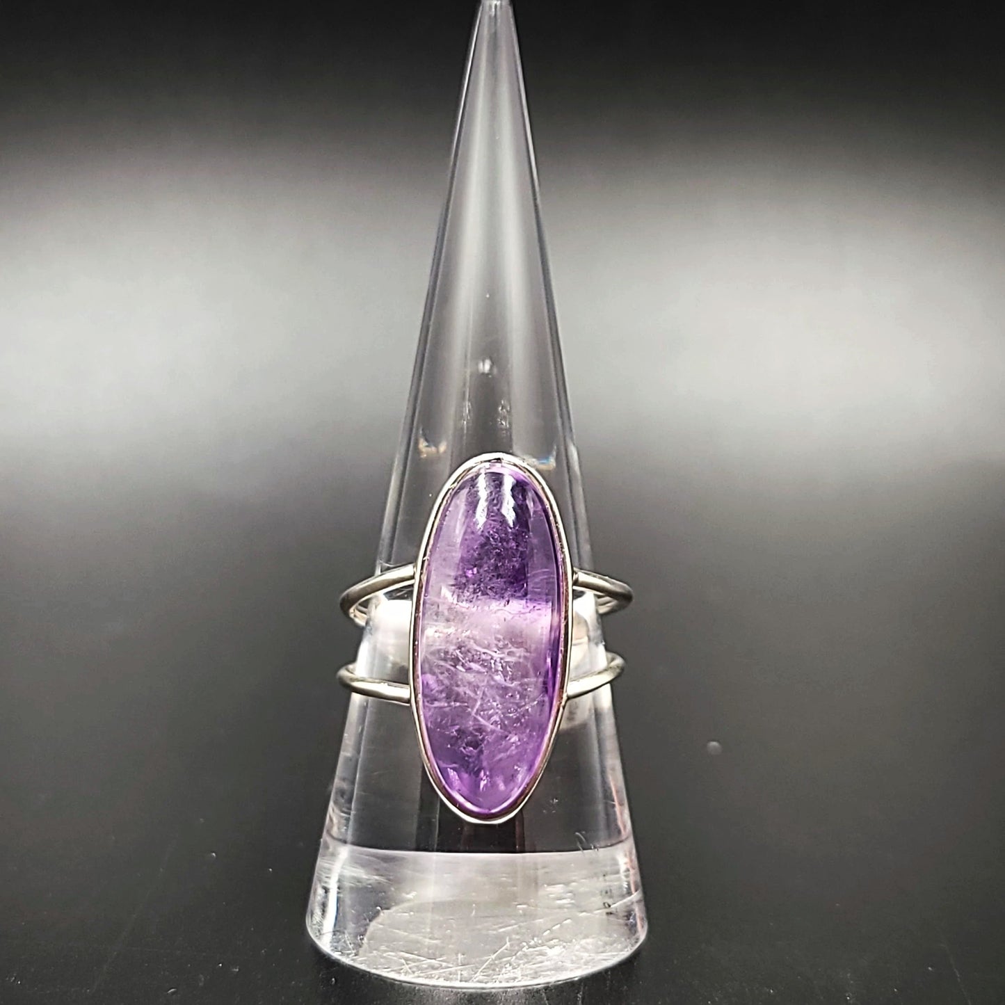 Amethyst Ring Sterling Silver Band Oval Size 9