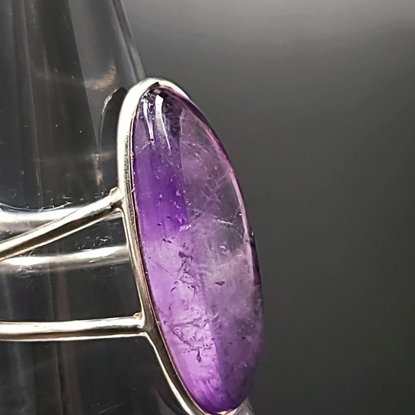 Amethyst Ring Sterling Silver Band Oval Size 9