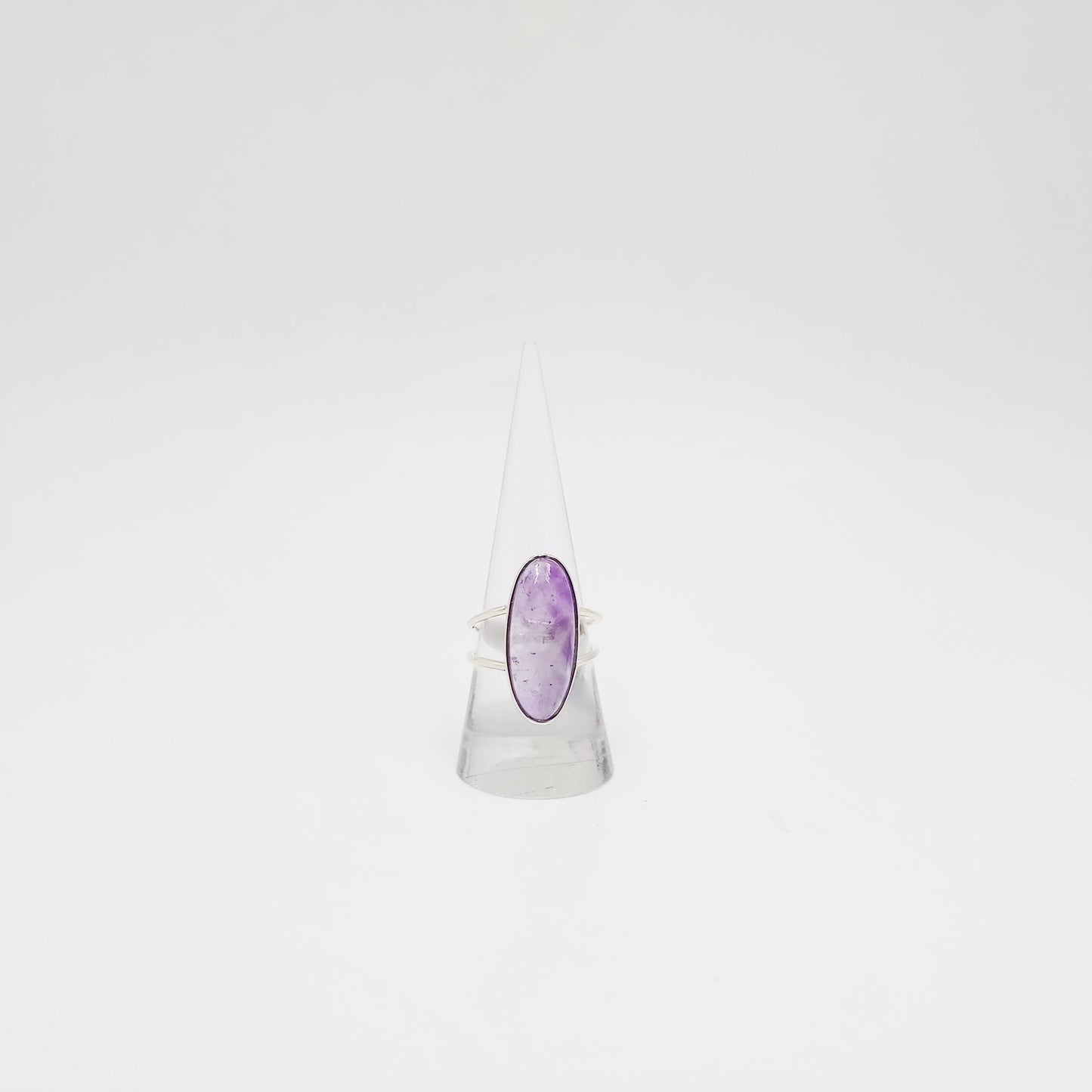 Amethyst Ring Sterling Silver Band Oval Size 9