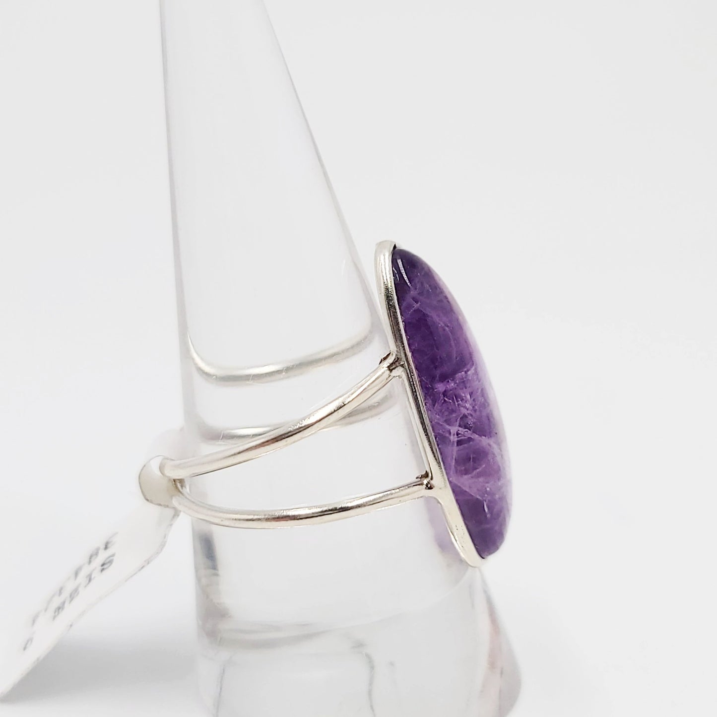 Amethyst Ring Sterling Silver Band Oval Size 9
